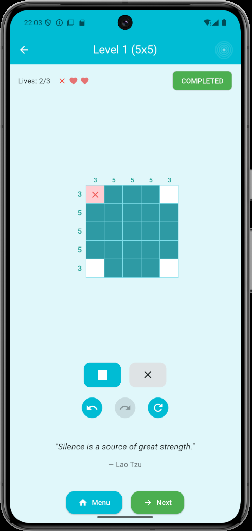 ChillGrams - rozgrywka nonogram 5x5